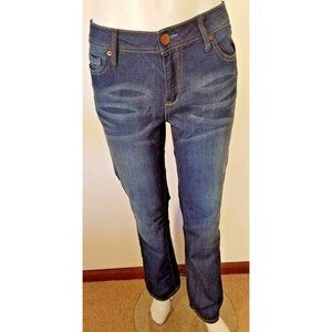 Roz and Ali Women's Flap Pocket Jeans Size 8 Average Dark Wash Whiskering